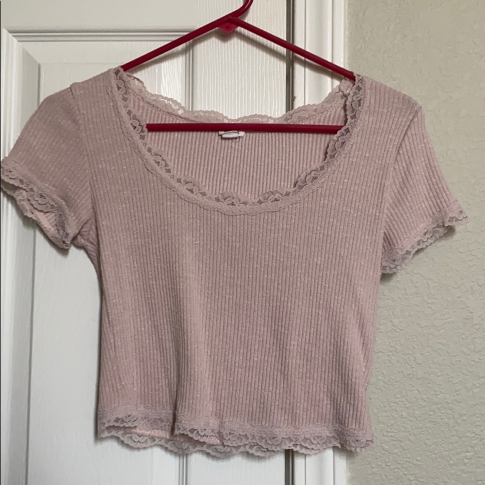 Garage Lace Trim Crop Tee